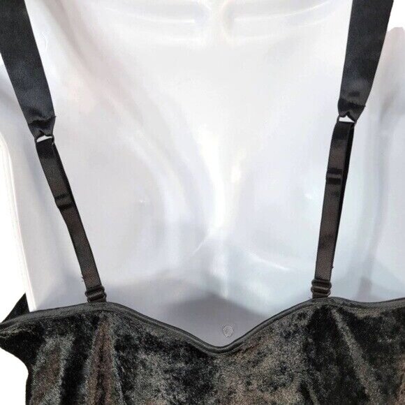 Victoria's Secret Velvet Teddy Black Large Beads Thong Bodysuit Gold Label VTG - Picture 3 of 7